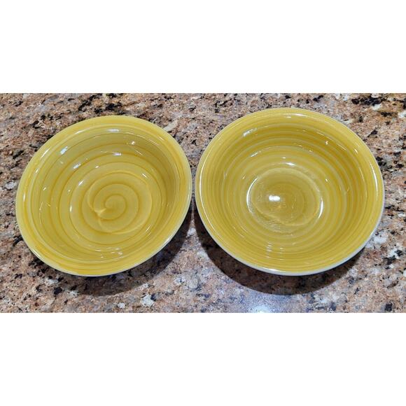 Phillip & Richard Swirl Yellow Bowls 7" Hand Painted (Set Of 2) - Picture 4 of 15